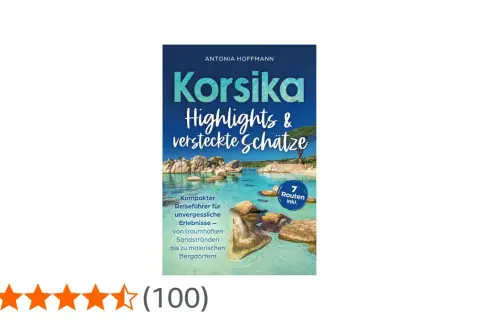Reiseführer "Korsika Highlights & versteckte Schätze" mit malerischer Küstenlandschaft.