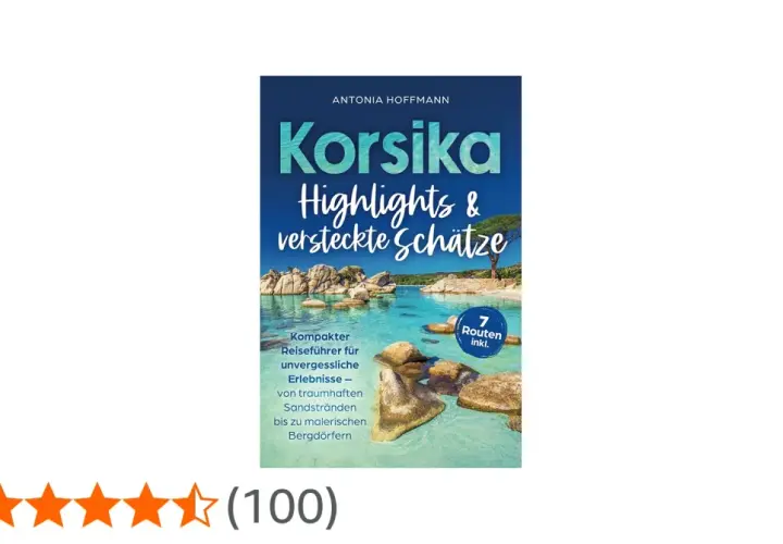 Reiseführer "Korsika Highlights & versteckte Schätze" mit malerischer Küstenlandschaft.
