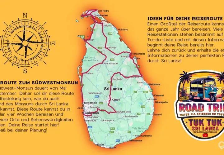 Reiseroute zum Südwestmonsun in Sri Lanka: Entdecke die Insel per Tuk-Tuk. Perfekt für deine nächste Reise!