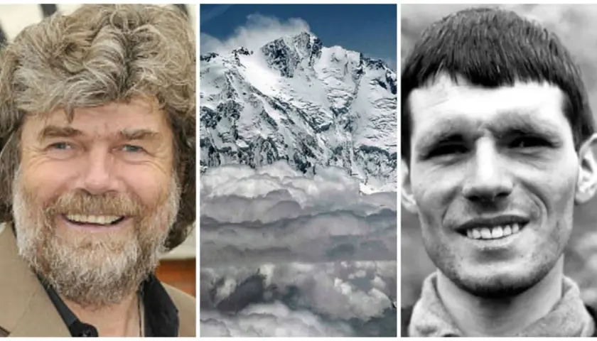 Reinhold Messner, der Nanga Parbat, und ein junger Messner.