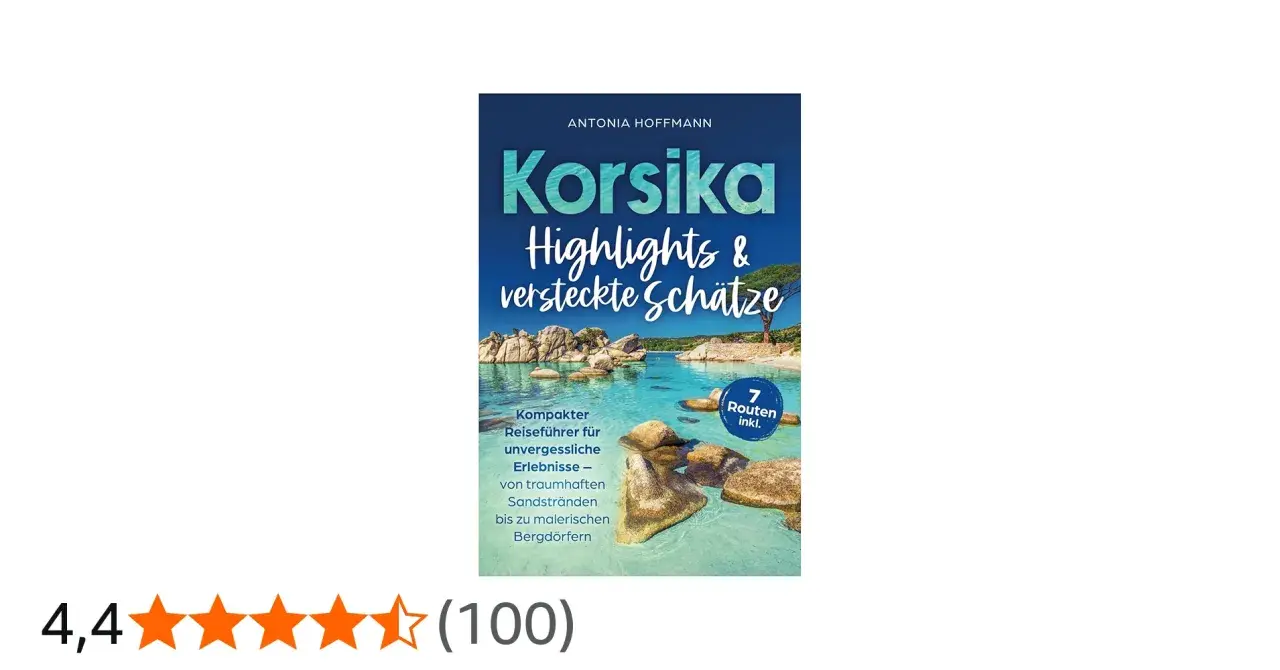 Reiseführer "Korsika Highlights & versteckte Schätze" mit malerischer Küstenlandschaft.